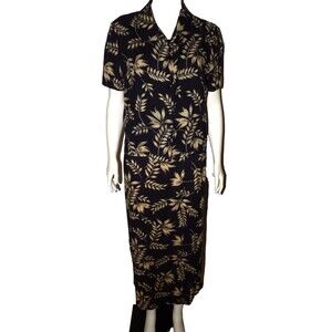 Donna Ricco DR 2 pc Black Tan Maxi Dress Tank 12 Matching Button Up Shirt Floral